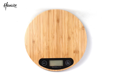 Bamboo Round Digital LCD Kitchen Scale 